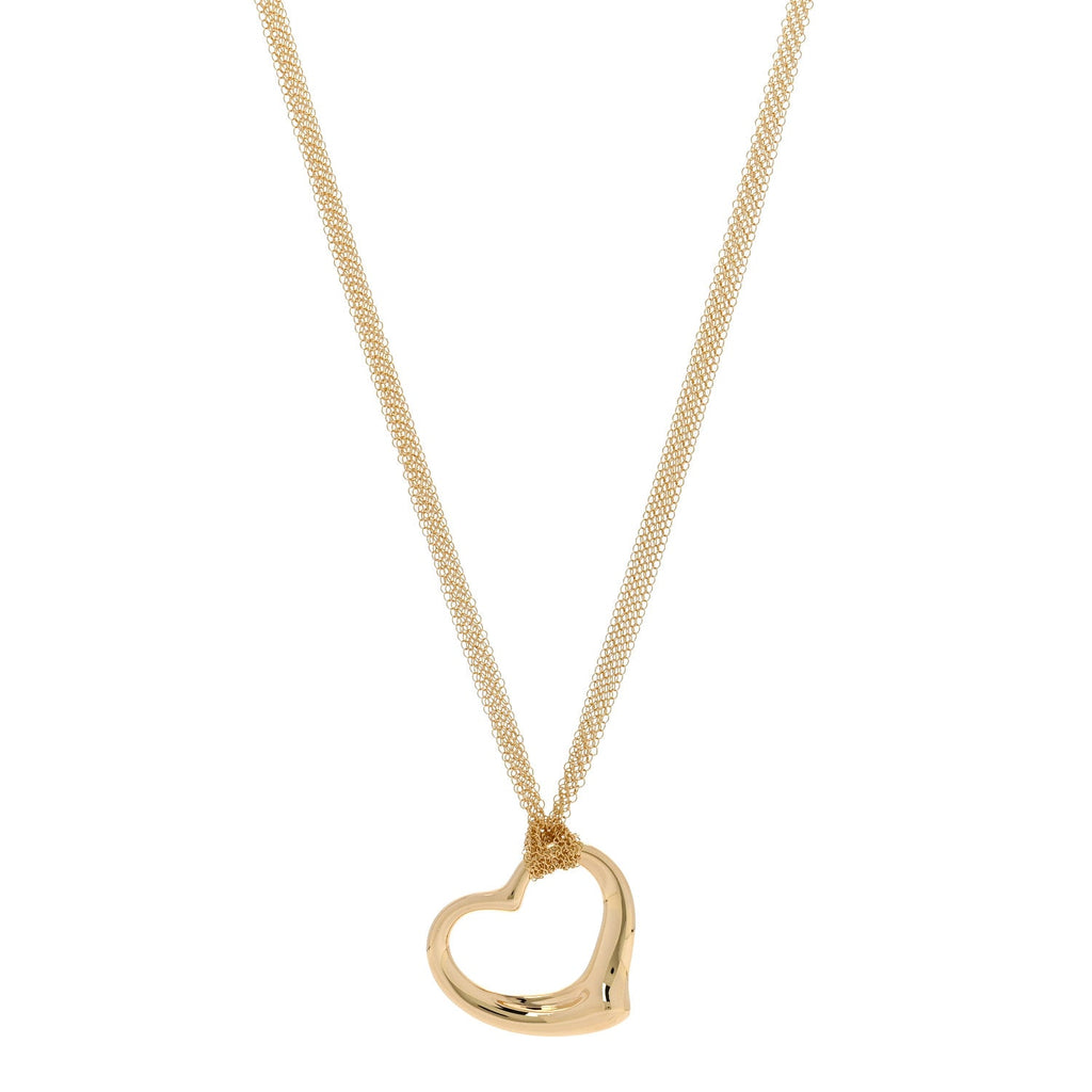 18K Yellow Gold 36mm Elsa Peretti Open Heart Mesh Necklace