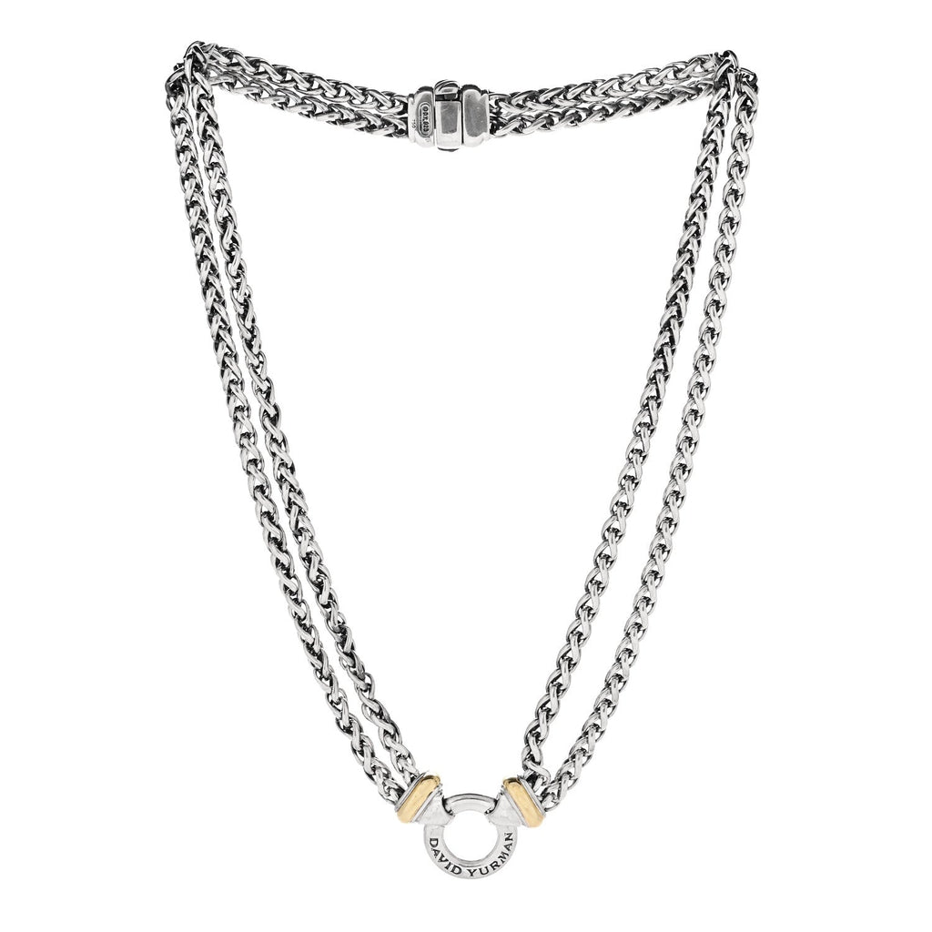 Sterling Silver 18K Yellow Gold 8mm Double Wheat Chain Necklace