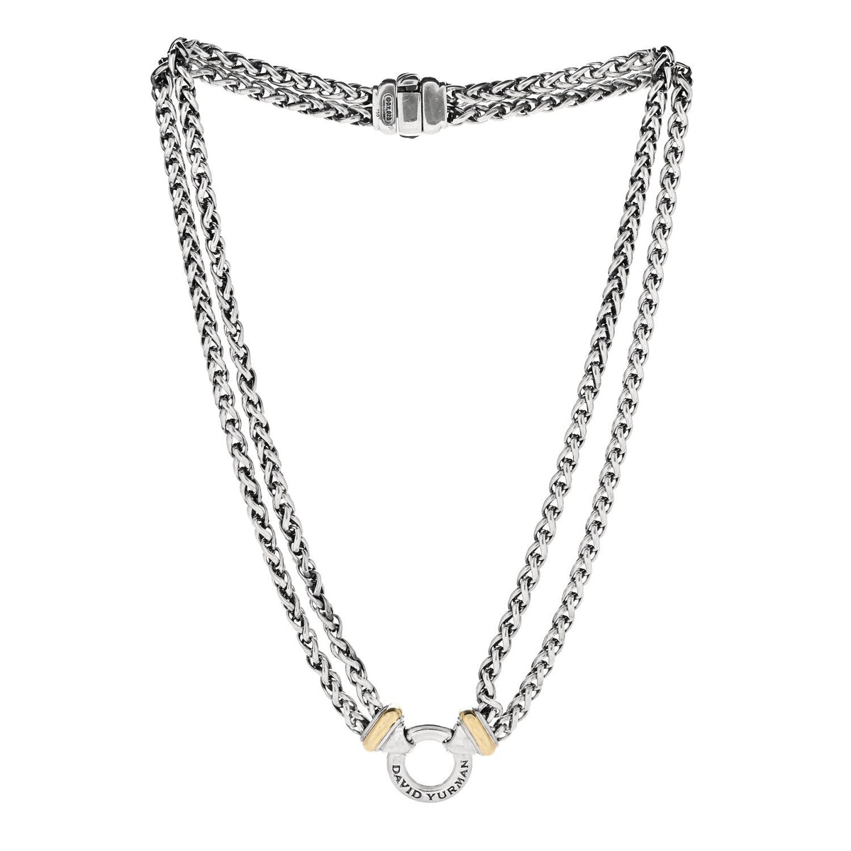 Sterling Silver 18K Yellow Gold 8mm Double Wheat Chain Necklace