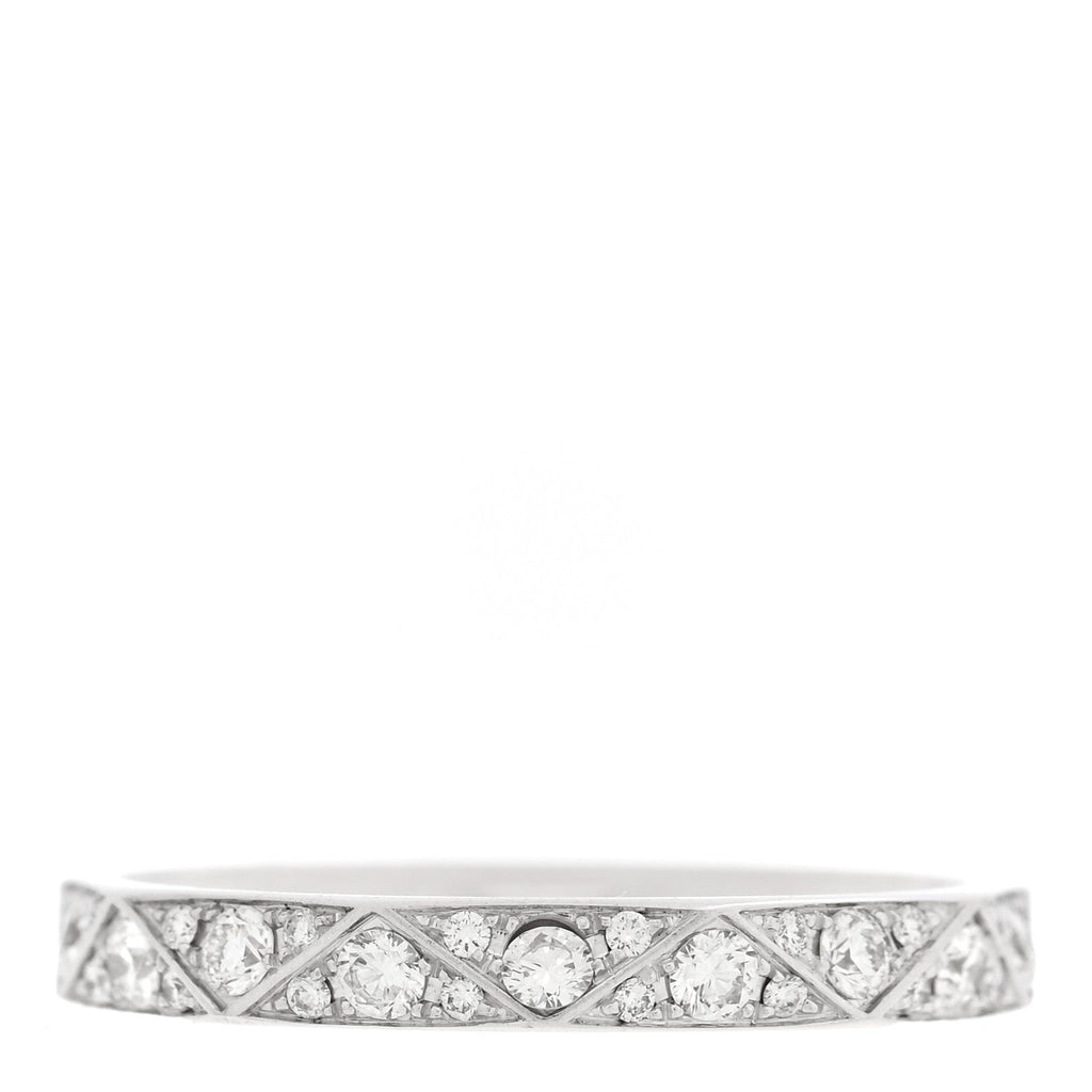 18K White Gold Diamond Laurence Graff Signature Band Ring 57 7.75