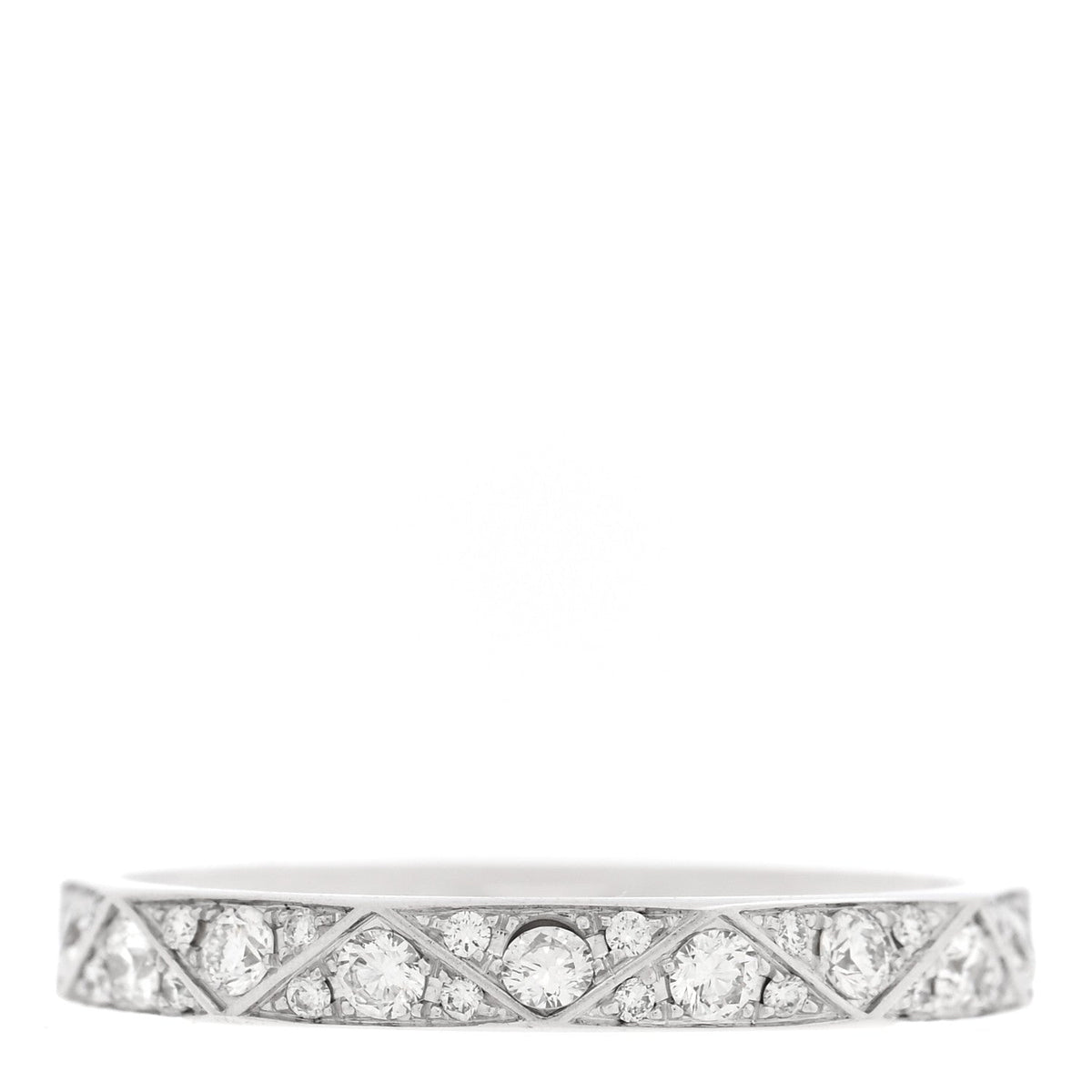 18K White Gold Diamond Laurence Graff Signature Band Ring 57 7.75