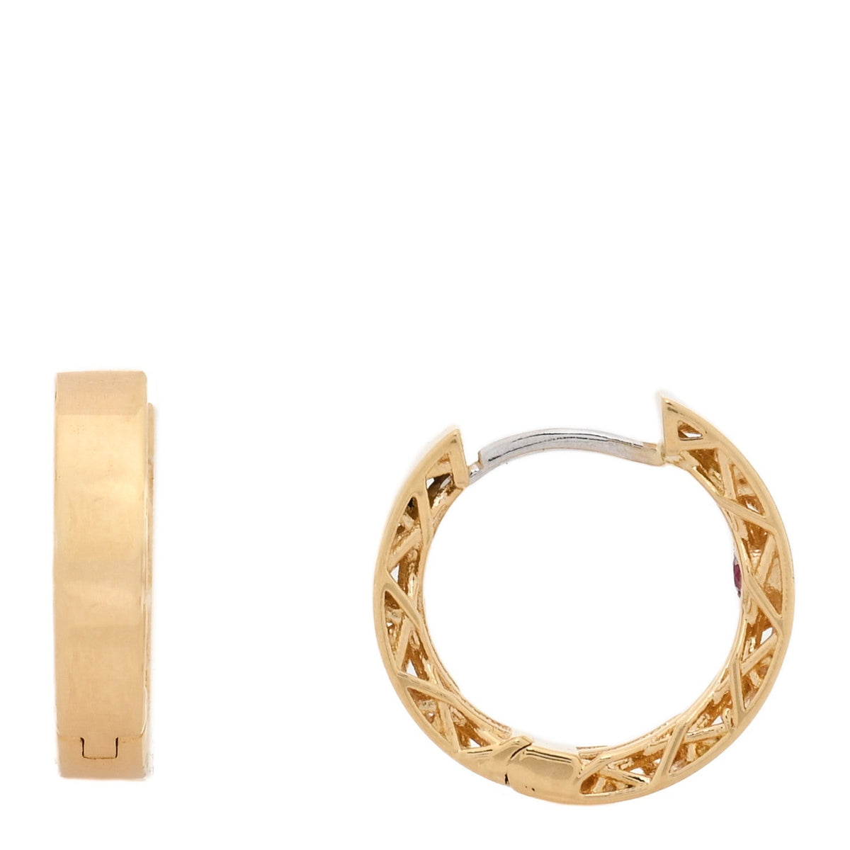 18K Yellow Gold Huggie Hoop Earrings