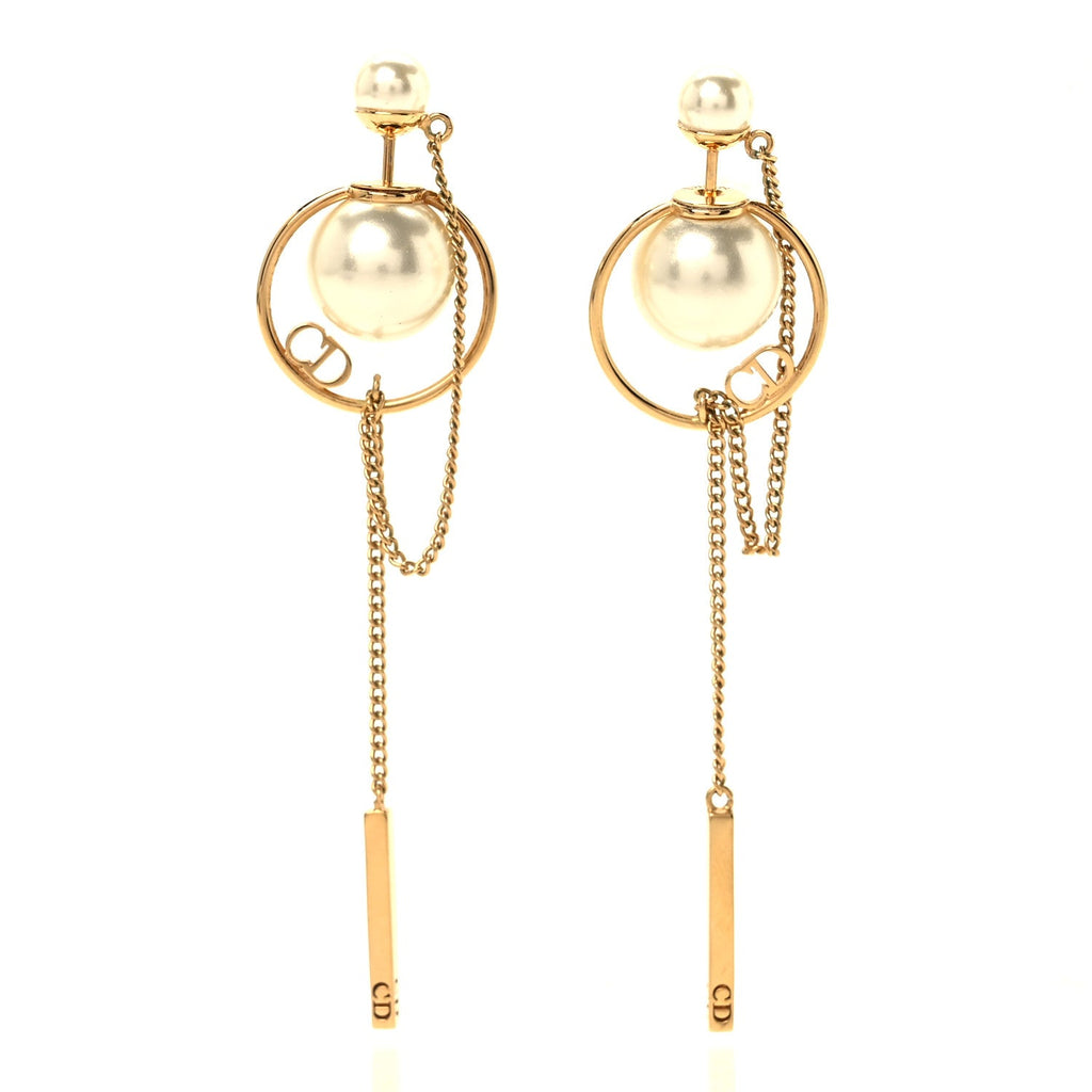 Pearl Tribales Dangle Chain Earrings Gold