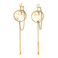 Pearl Tribales Dangle Chain Earrings Gold
