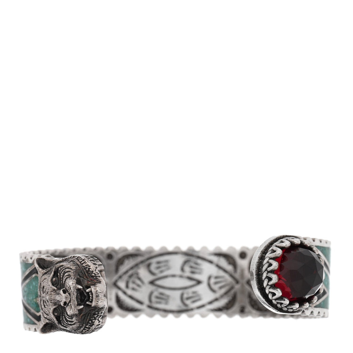Sterling Silver Enamel Crystal Garden Feline Head Bracelet Multicolor