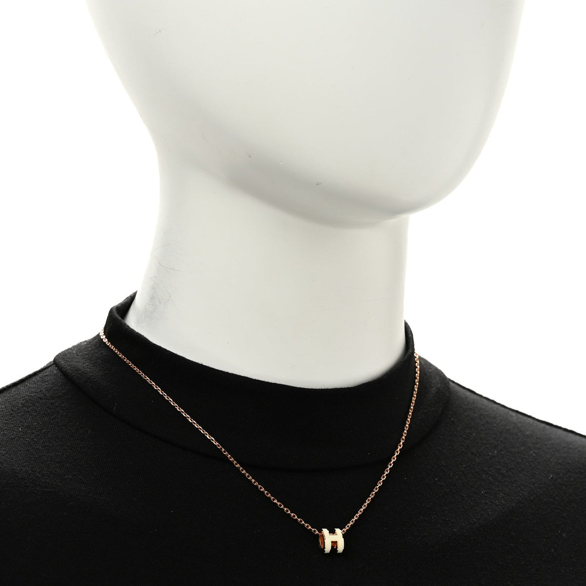Lacquered Rose Gold Mini Pop H Pendant Necklace White