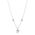 Crystal Flower Necklace Silver Pink