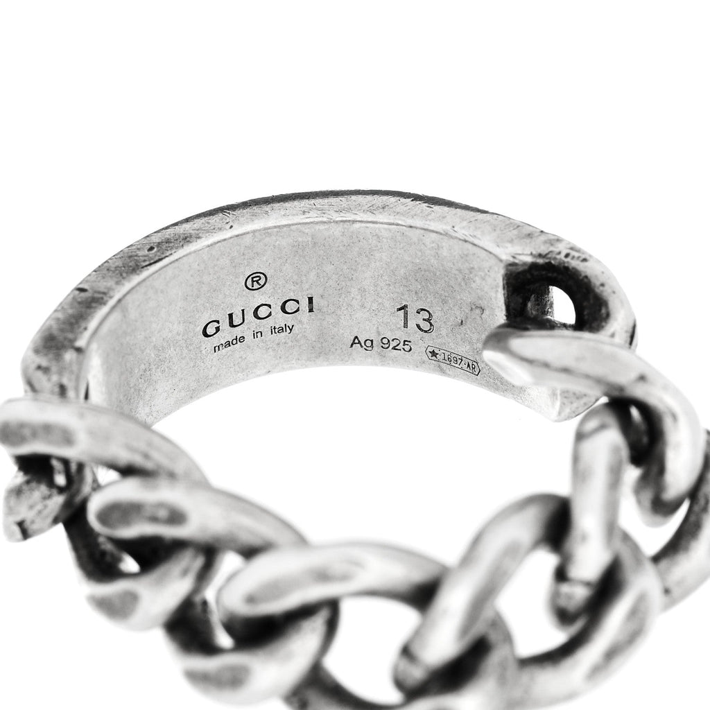 Sterling Silver Enamel Logo Chain Ring 53 6.5 Turquoise