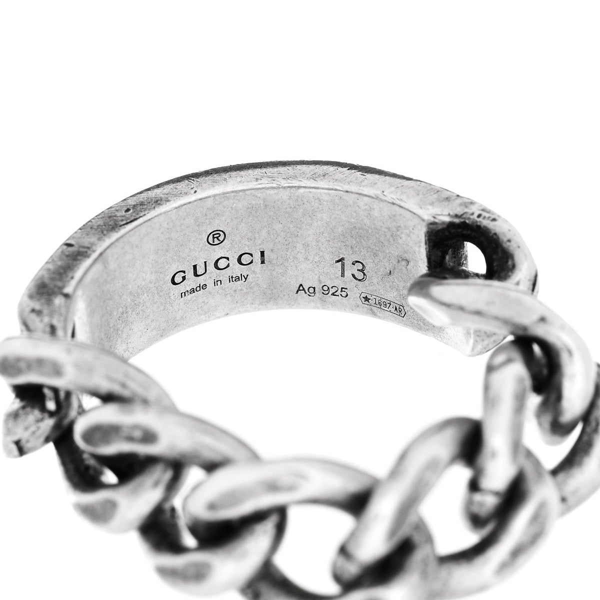 Sterling Silver Enamel Logo Chain Ring 53 6.5 Turquoise