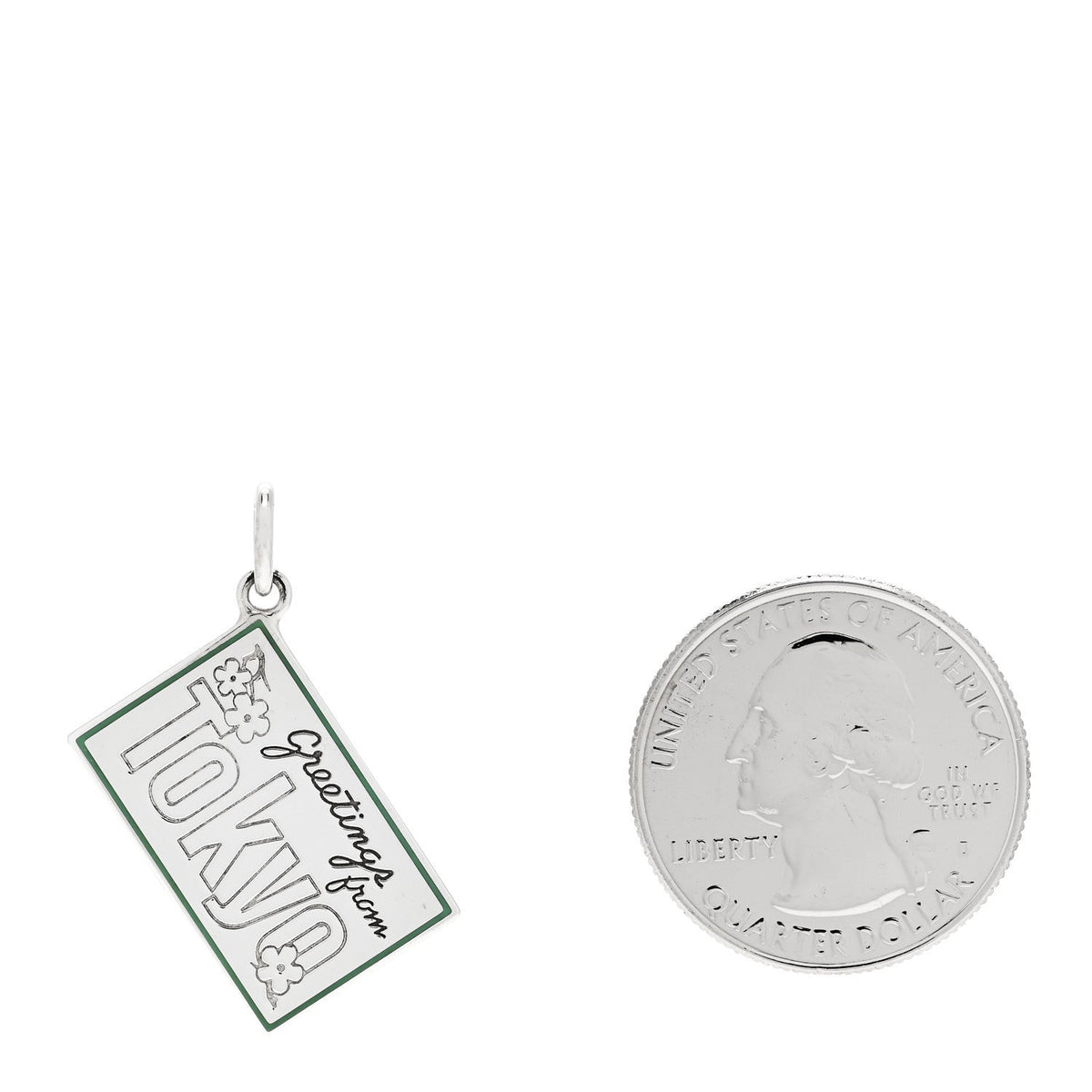 Sterling Silver Enamel Tokyo Postcard Charm Blue