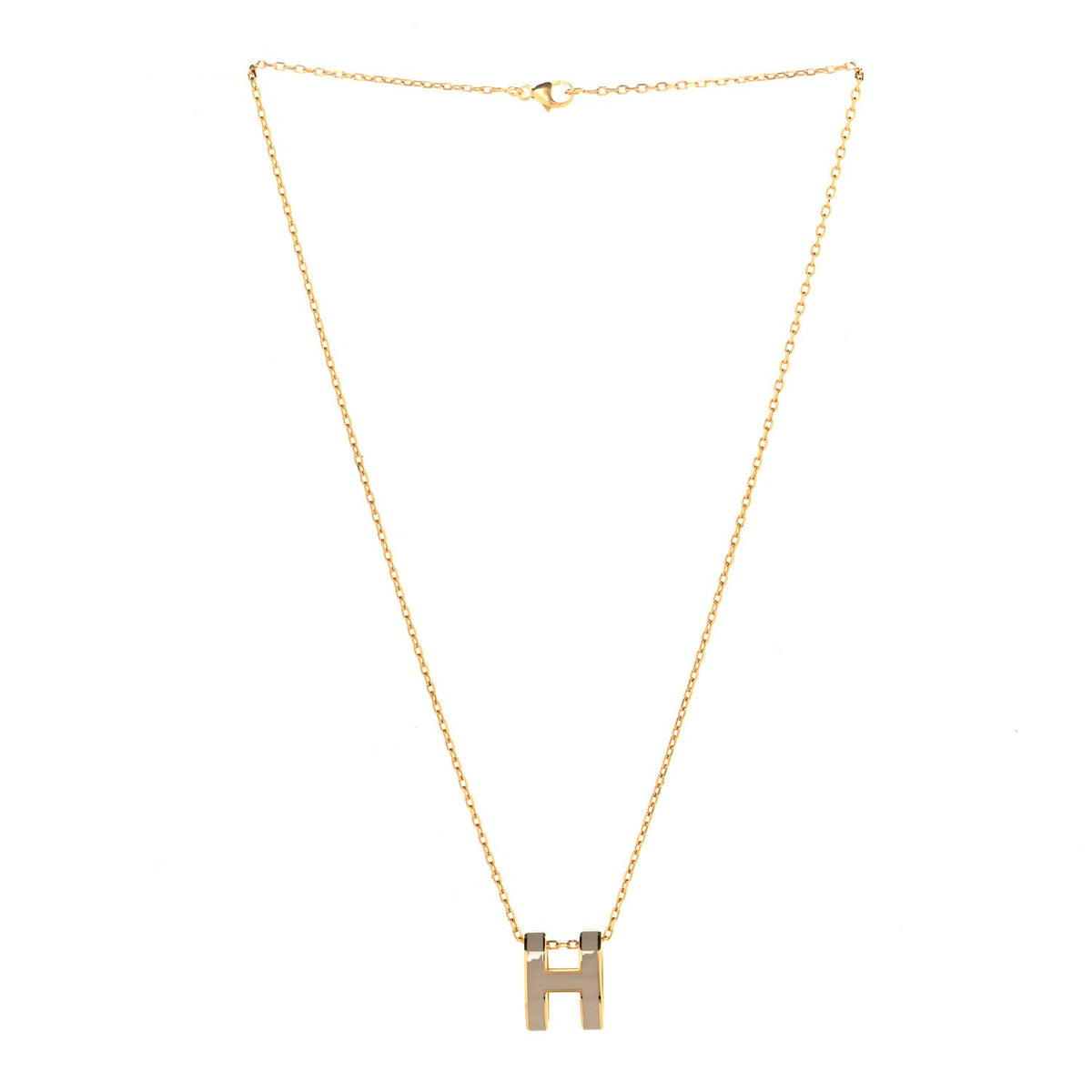 Lacquered Gold Pop H Pendant Necklace Marron Glace