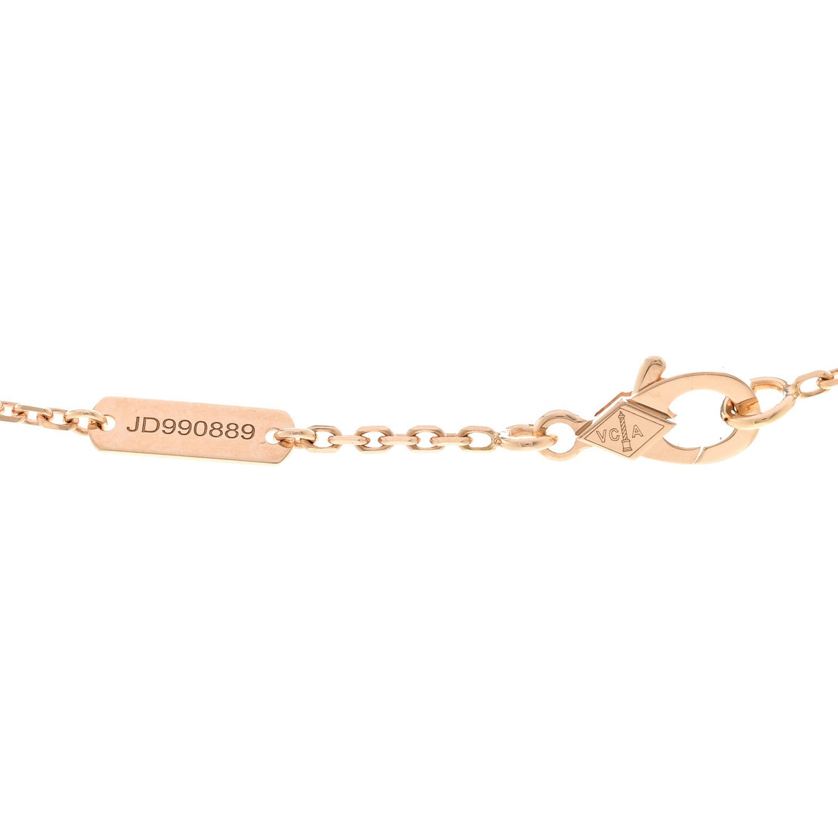 18K Rose Gold Diamond Silver Obsidian Vintage Alhambra Pendant Necklace