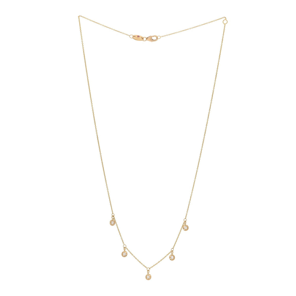 18K Yellow Gold Diamond Diamonds By The Inch Dangling Five Station Necklace