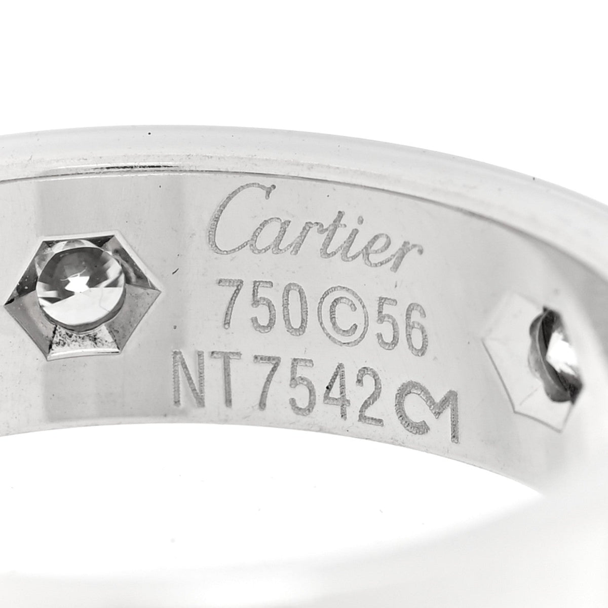 18K White Gold Gold 6 Diamond 5.5mm LOVE Ring 56 7.5