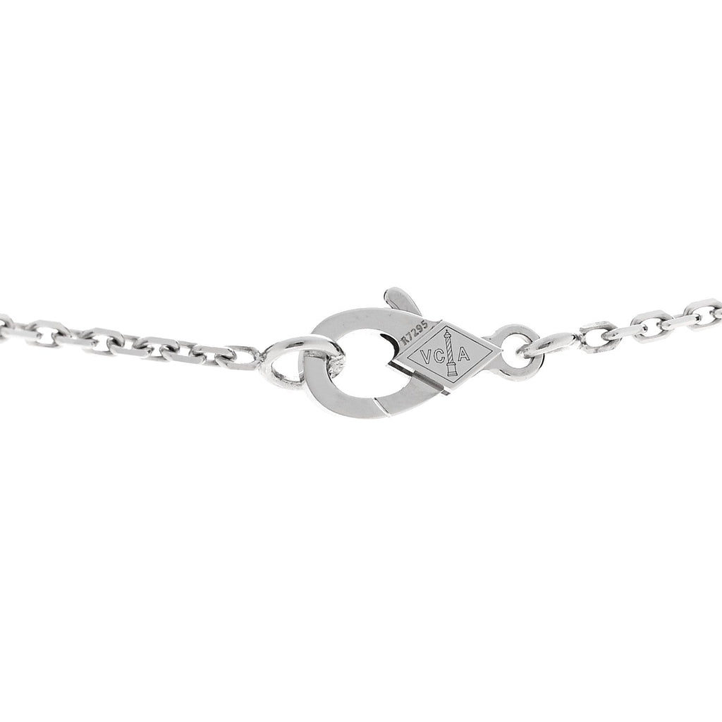 18K White Gold Mother Of Pearl Vintage Alhambra Pendant Necklace