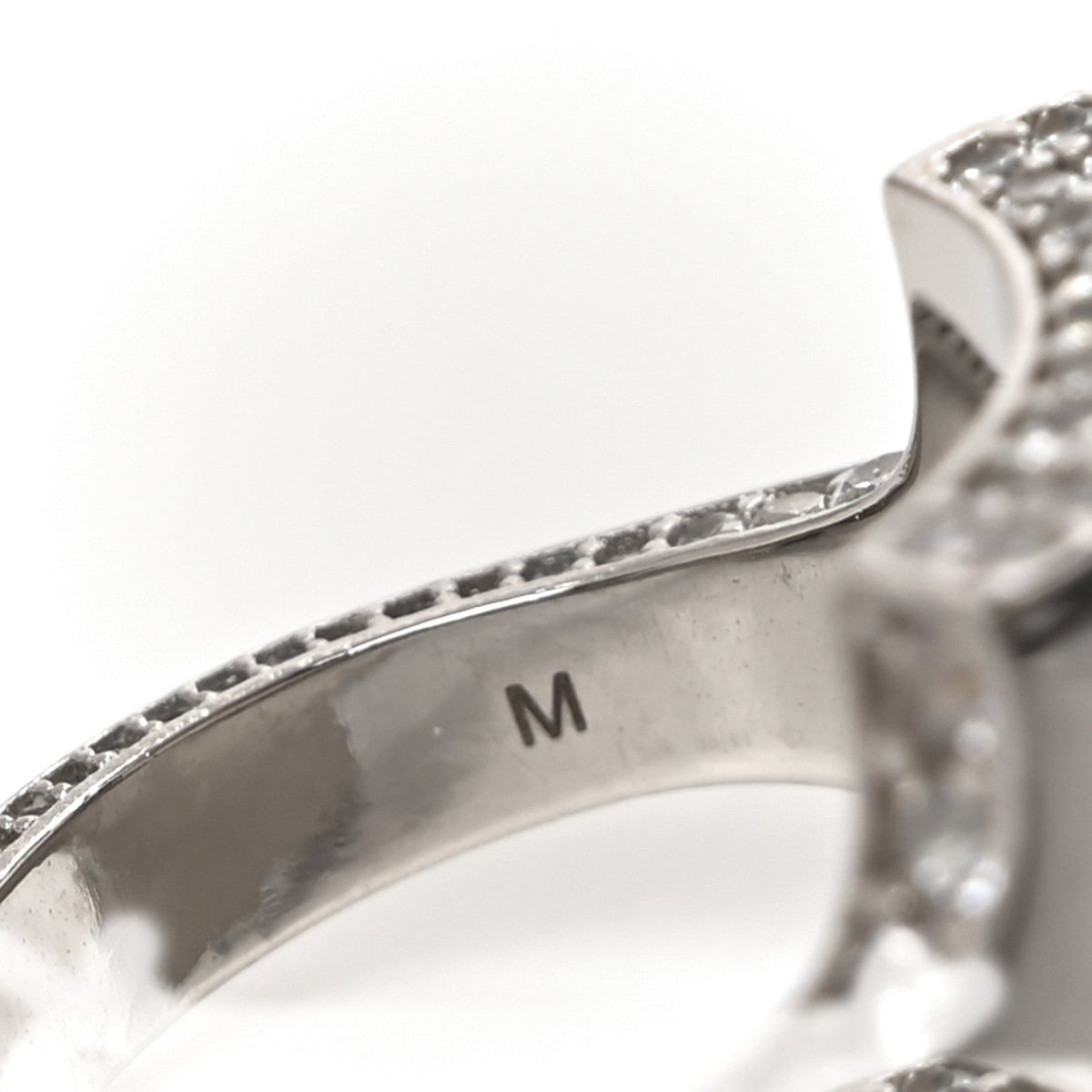 Metal Crystal Logo Square Signet Ring M Silver