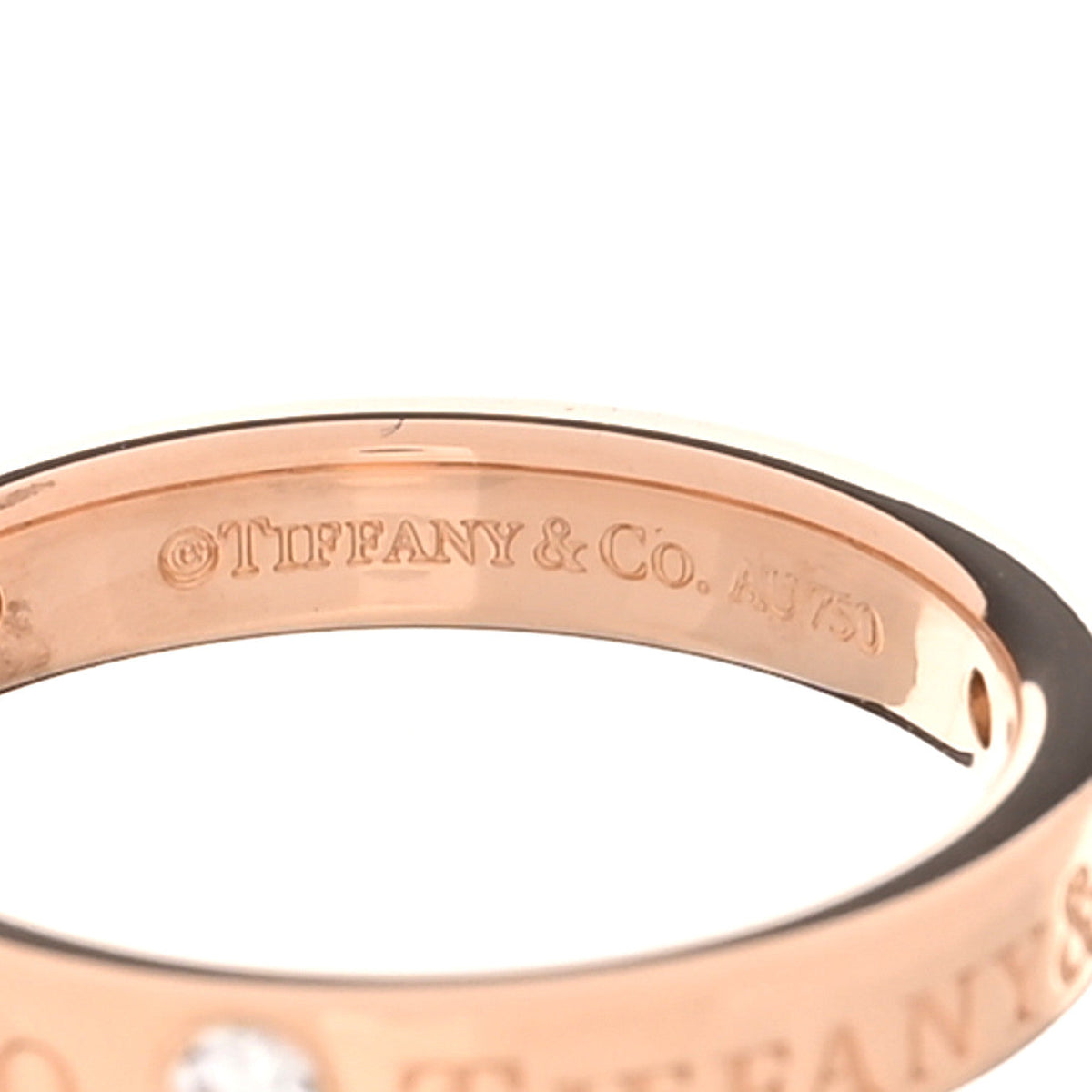 18K Rose Gold Diamond Logo Band Ring 45 3.25