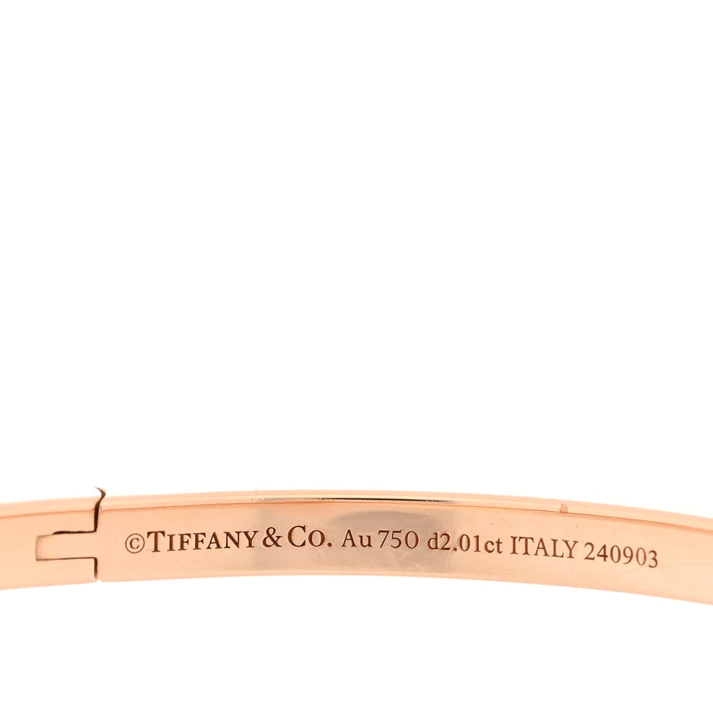 18K Rose Gold Diamond Narrow T T1 Hinged Bangle Bracelet