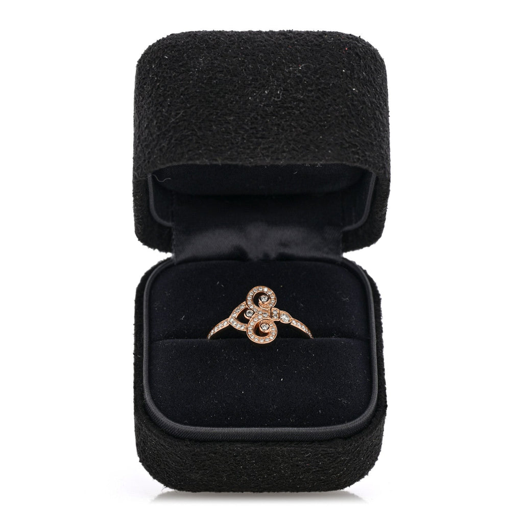 18K Rose Gold Diamond Fleur de Lis Ring 57 8