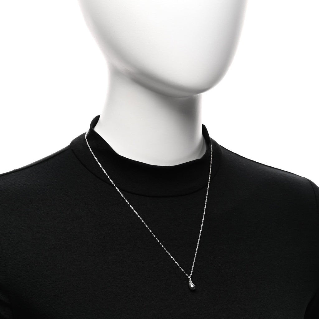 Sterling Silver 12mm Elsa Peretti Teardrop Pendant Necklace