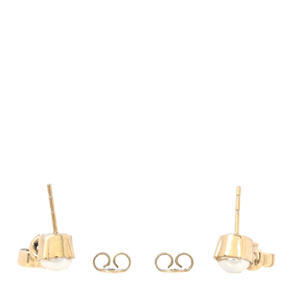 Metal Pearl Double G Chain Drop Earrings Gold