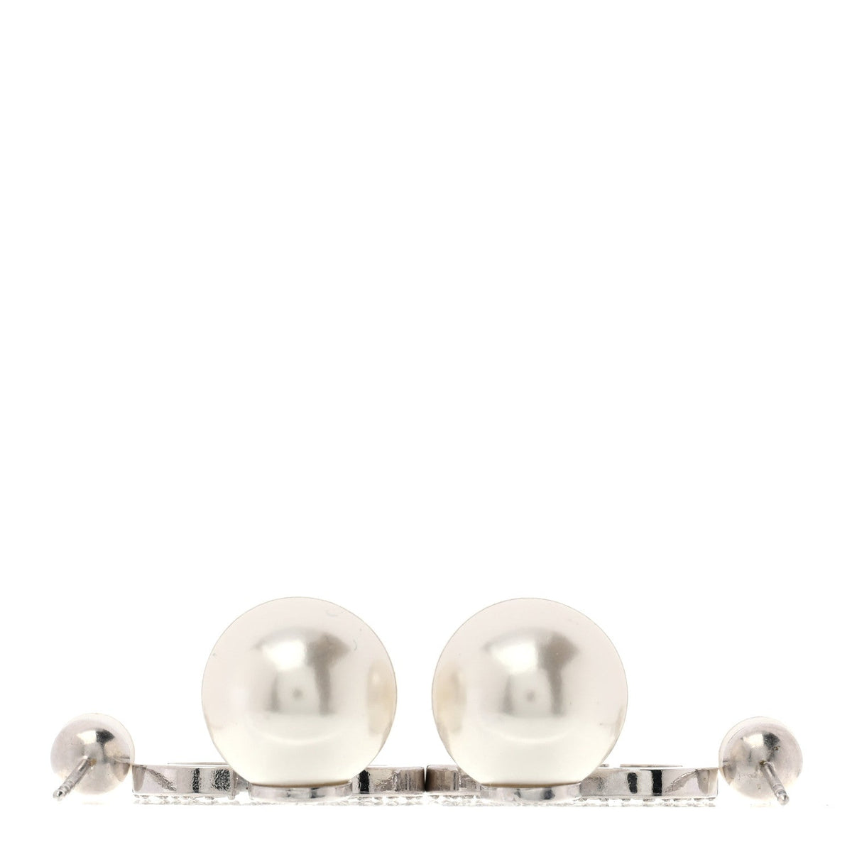 Pearl Crystal Tribal CD Drop Earrings Silver