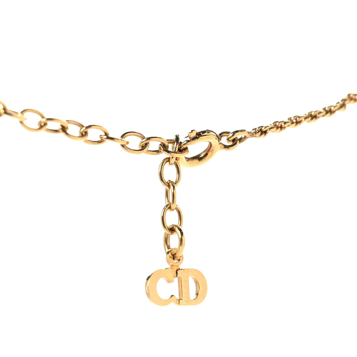 Metal CD Logo Oval Pendant Necklace Gold