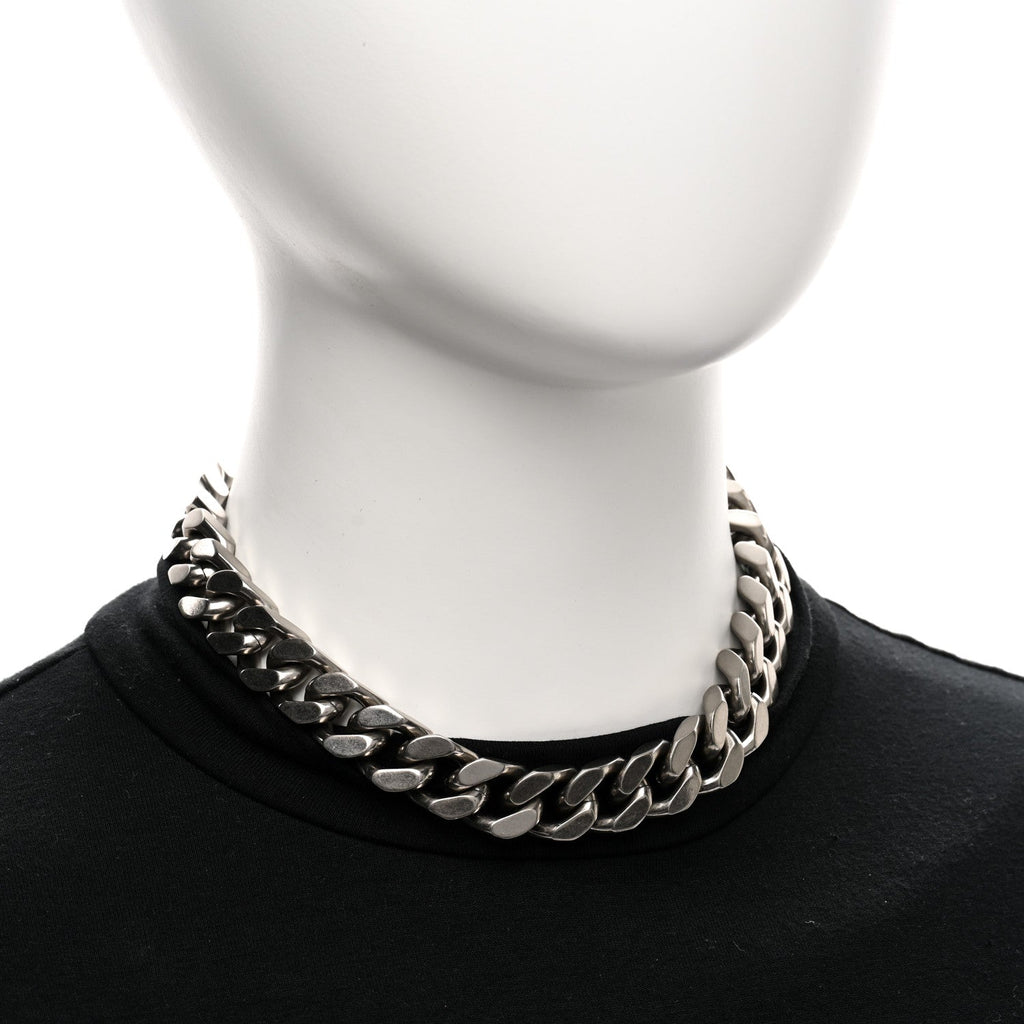 Metal Chain Choker Necklace Oxidized Silver