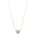 18K Rose Gold Sapphire Mini Princess Pastel Butterfly Pendant Necklace