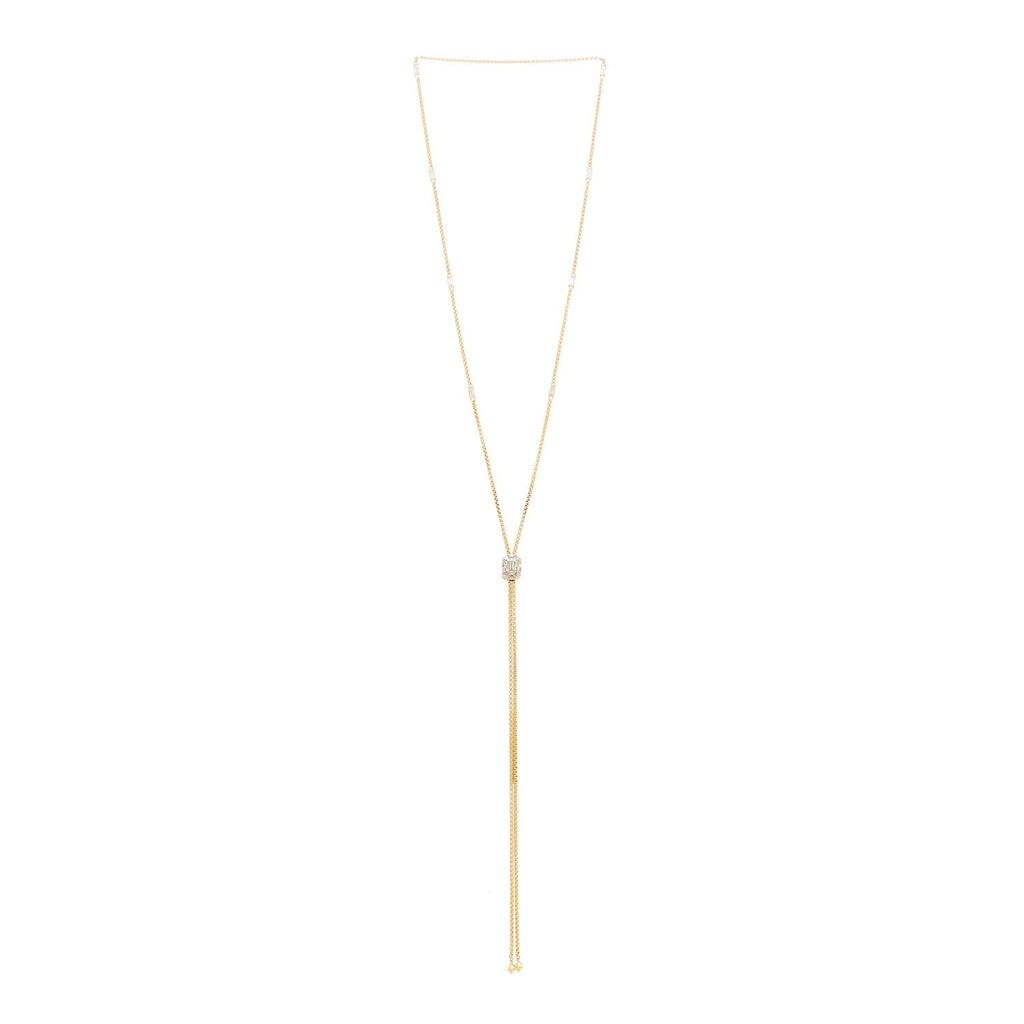18K Yellow Gold Diamond Stax Lariat Necklace