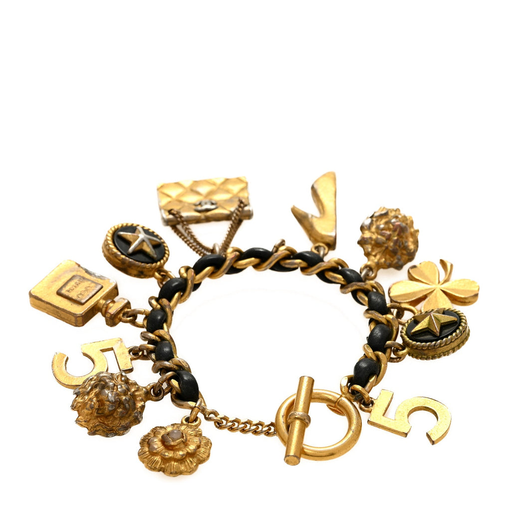 Metal Lambskin Lucky Charm Bracelet Gold