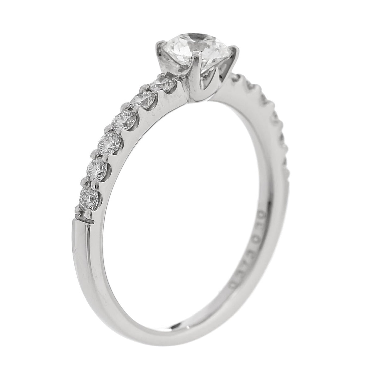 Platinum Diamond .37ct Round Cut Solitaire Half Eternity Engagement Ring  49 5