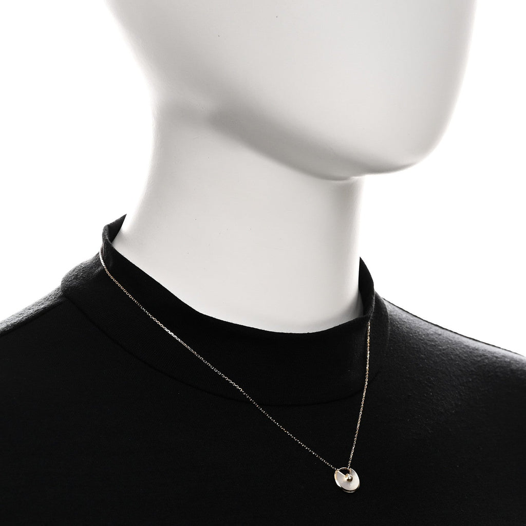 18K Yellow Gold Diamond Mother of Pearl XS Amulette de Cartier Pendant Necklace