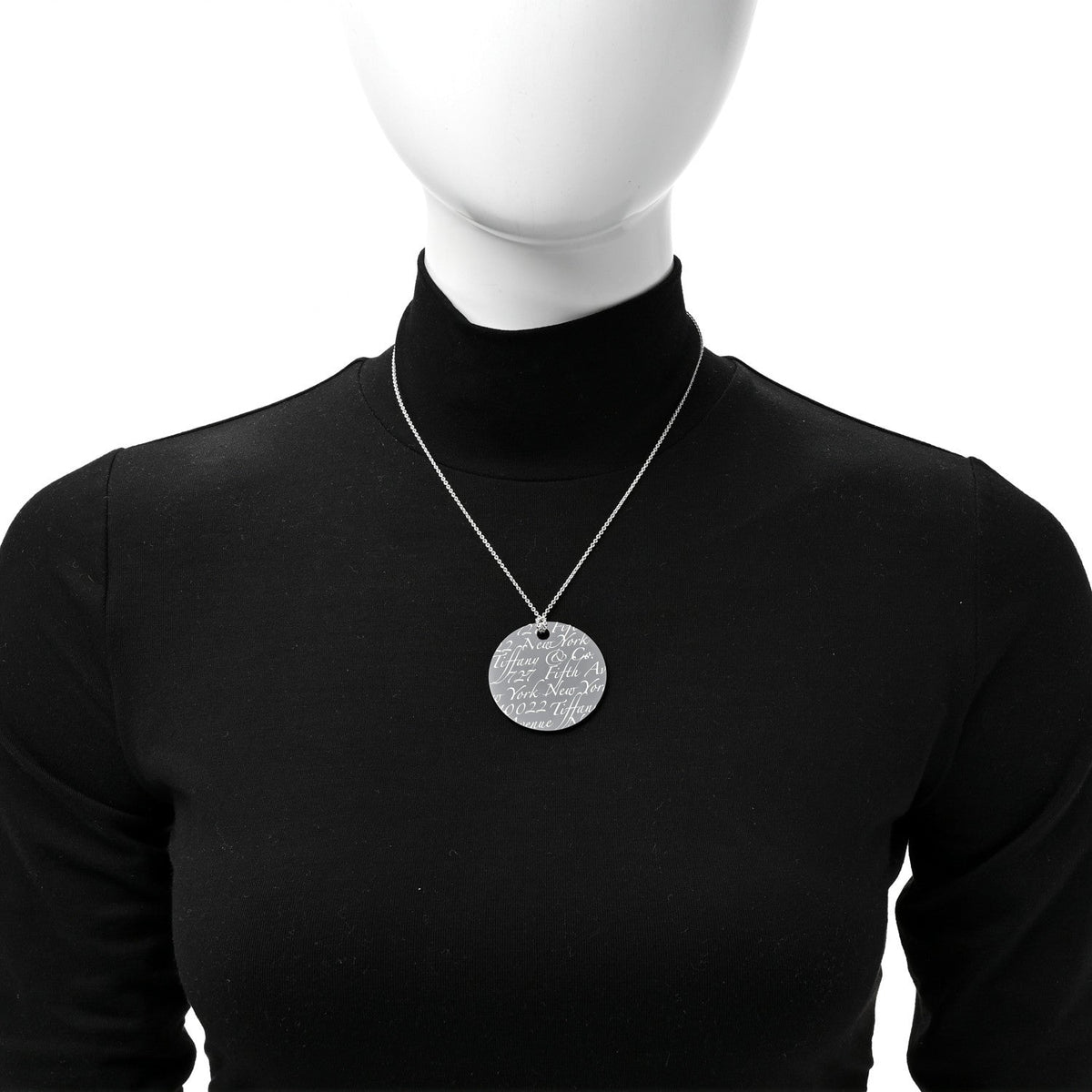 Sterling Silver Black Bone China Notes Round Pendant Necklace
