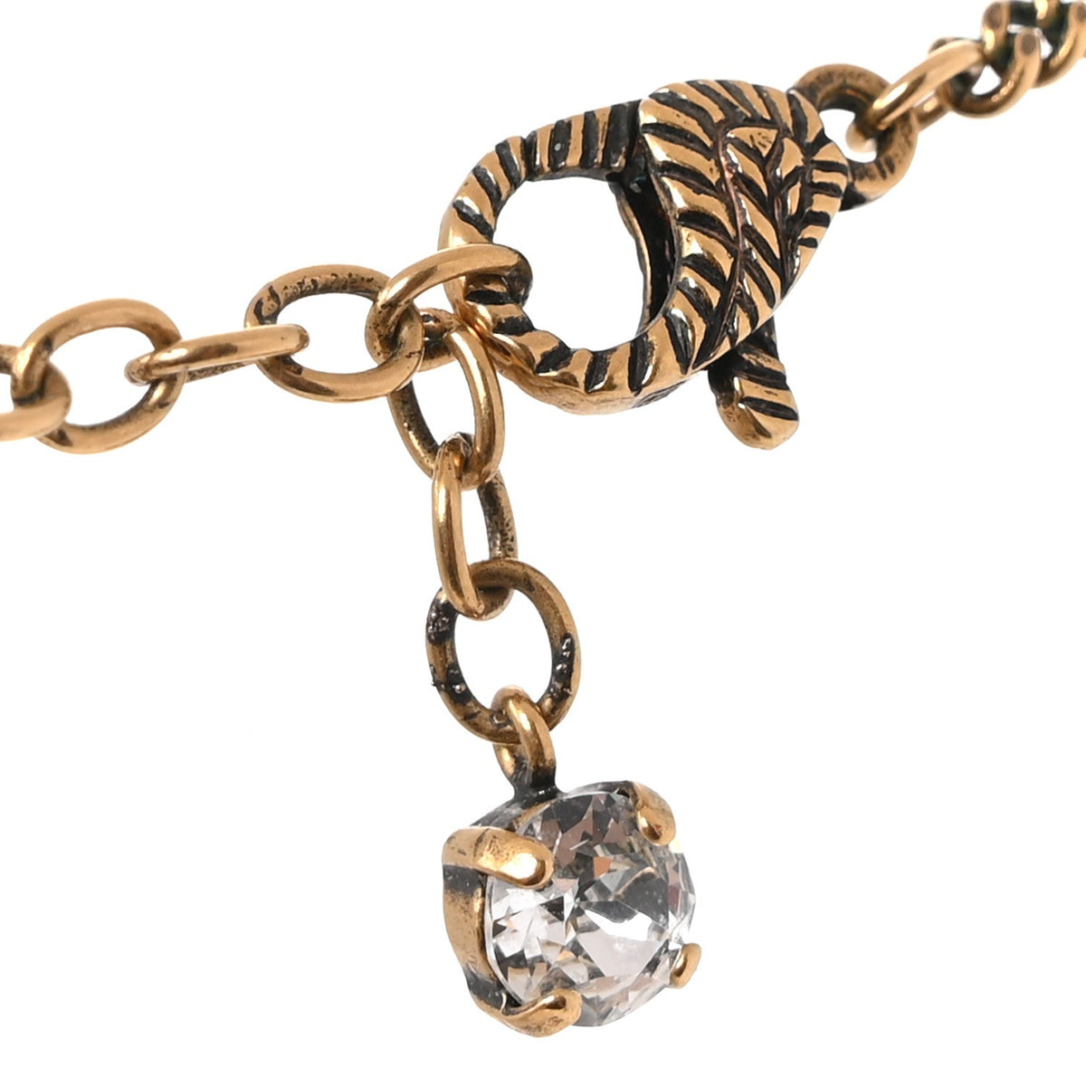 Crystal Embellished Double G Necklace Aged Gold