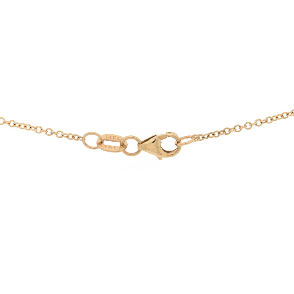 14K Yellow White Gold Diamond Heart and Square Necklace