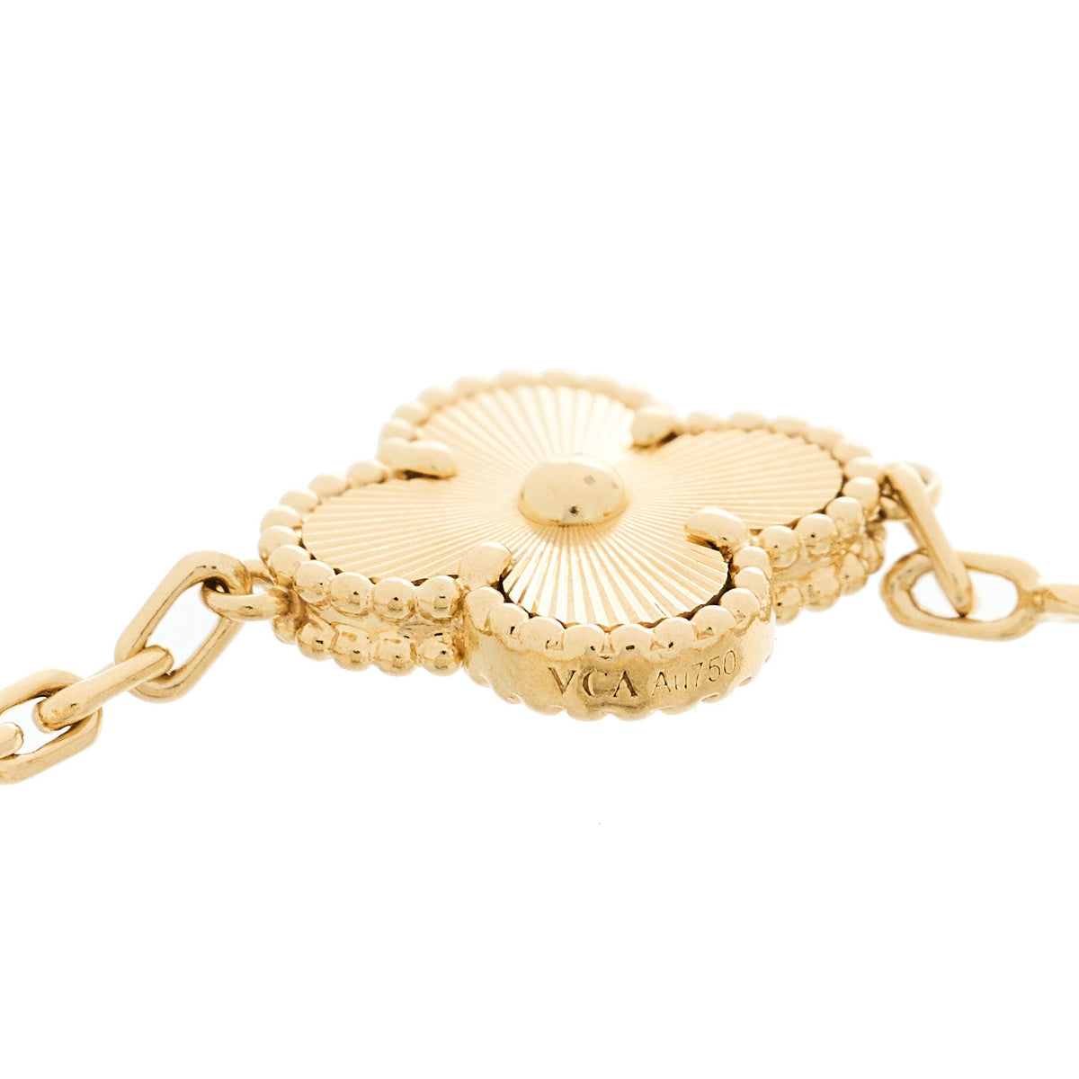 18K Yellow Gold 5 Motifs Guilloche Vintage Alhambra Bracelet