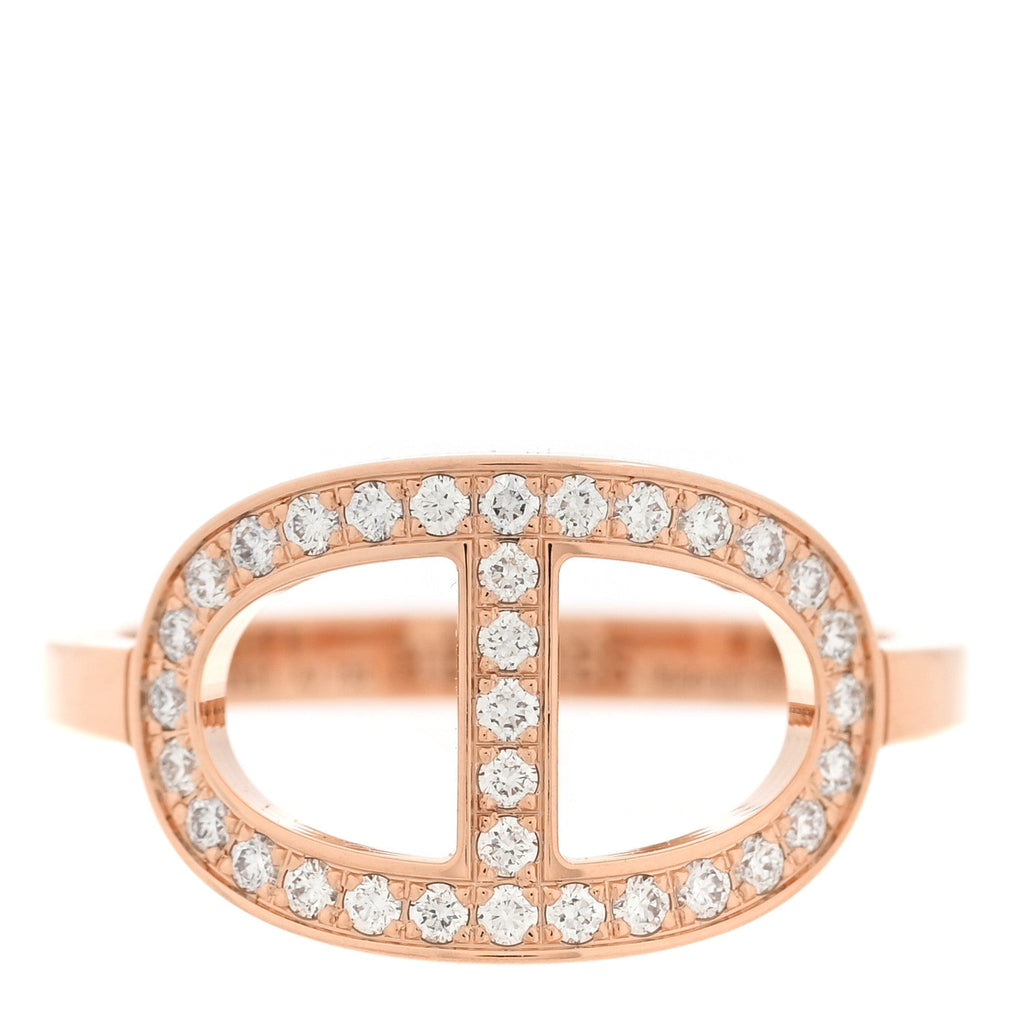 18K Rose Gold Diamond MM Chaine d'Ancre Contour Ring 49 5