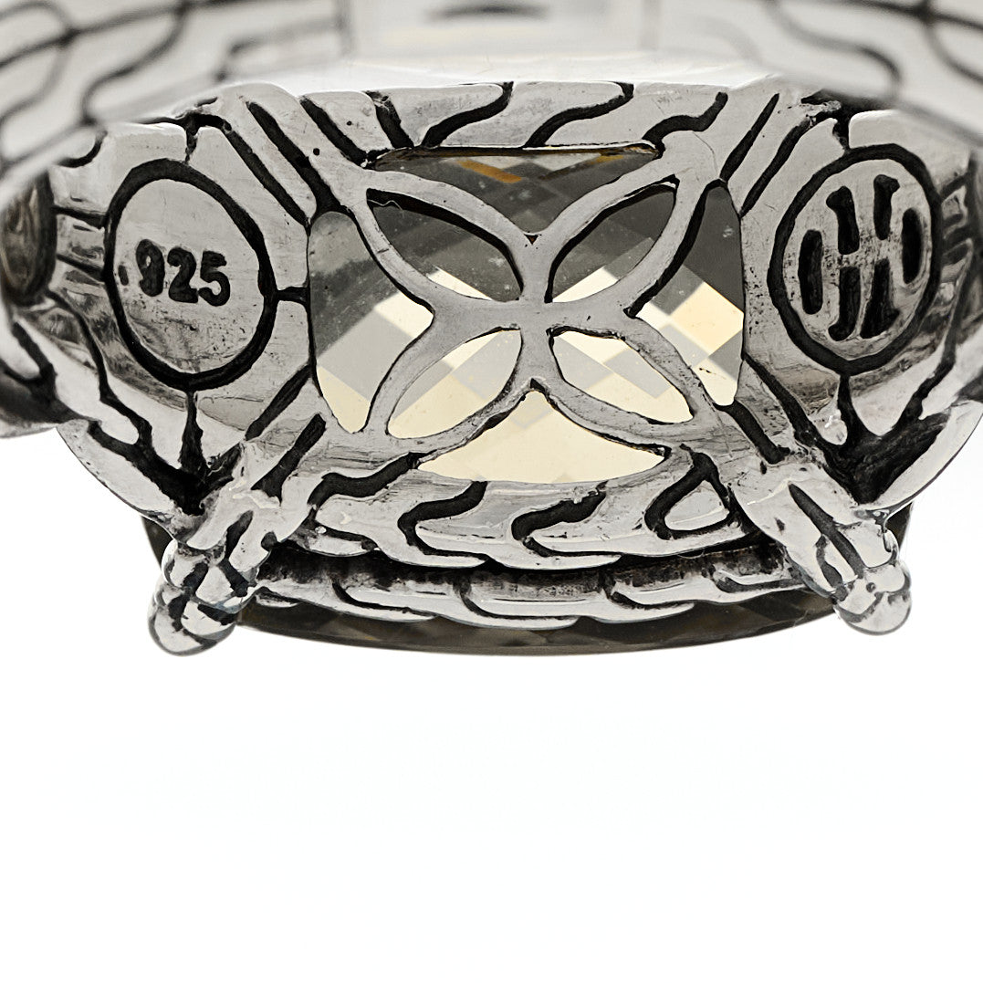 Sterling Silver 18K Yellow Gold Olive Quartz Batu Kawung Ring 54 7