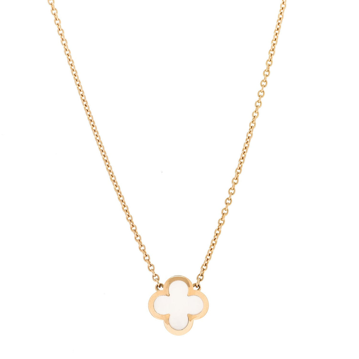 18K Yellow Gold Mother of Pearl Pure Alhambra Pendant Necklace