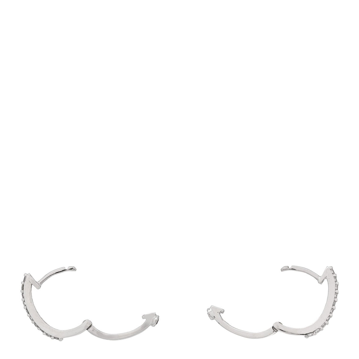 18K White Gold Diamond Pave Huggie Earrings