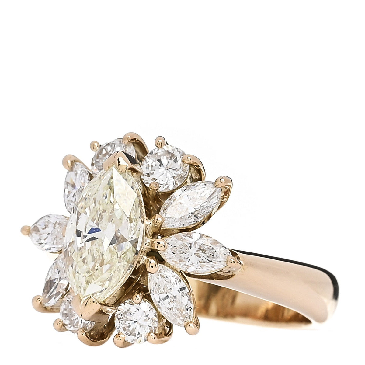 18K Yellow Gold Yellow Diamond 2.98ctw Flower Ring 53 6.25