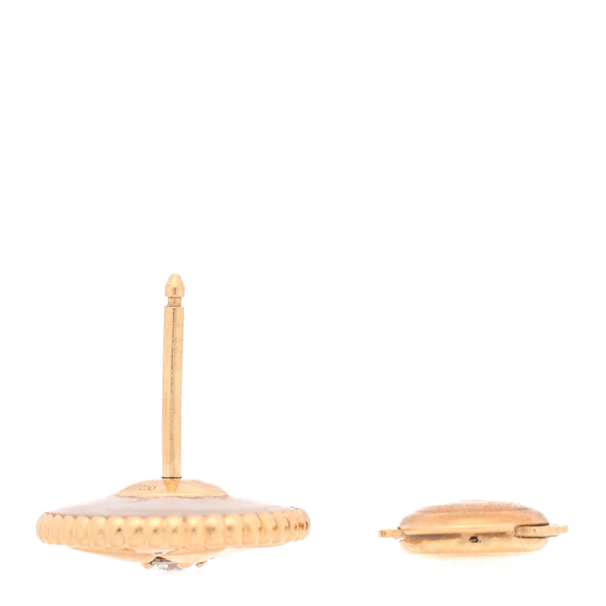 18K Yellow Gold Diamond Mother Of Pearl Medium Rose Des Vents Single Earring