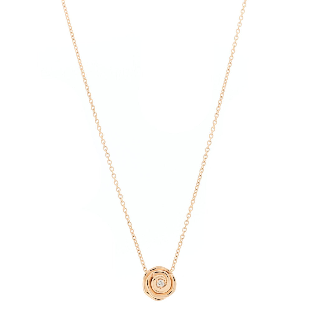 18K Rose Gold Diamond Small Rose Couture Necklace