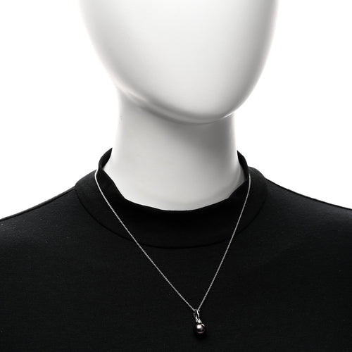14k 18K White Gold Diamond Tahitian Cultured Pearl 9.5-10mm Drop Pendant Necklace