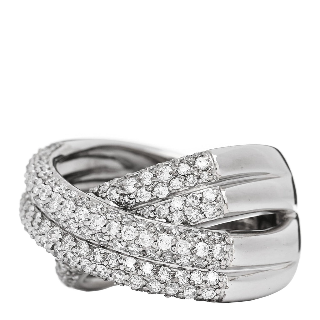 18K White Gold Diamond 1.75ctw Crossover Band Ring 58 8.25