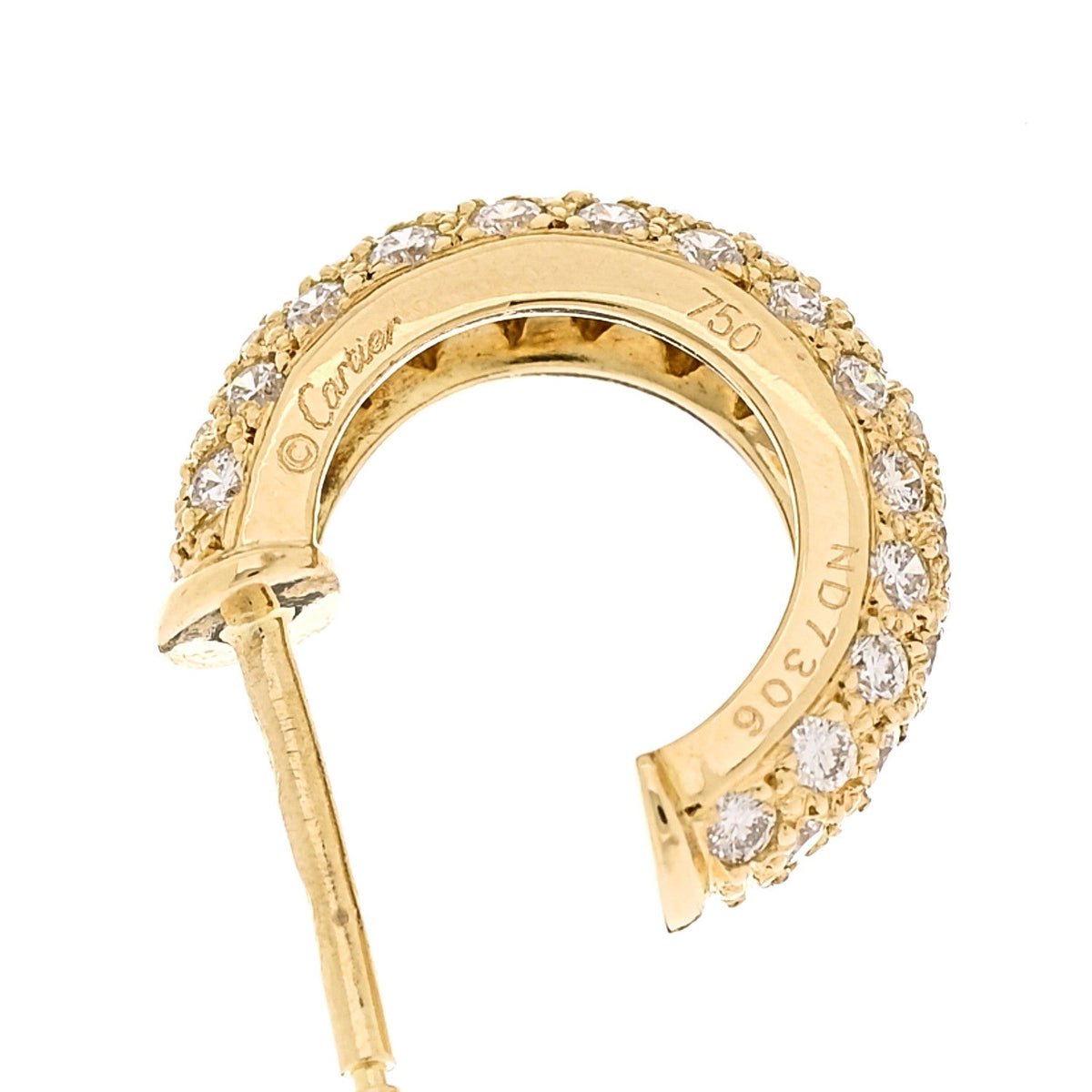 18K Yellow Gold Diamond Etincelle De Cartier Hoop Earrings