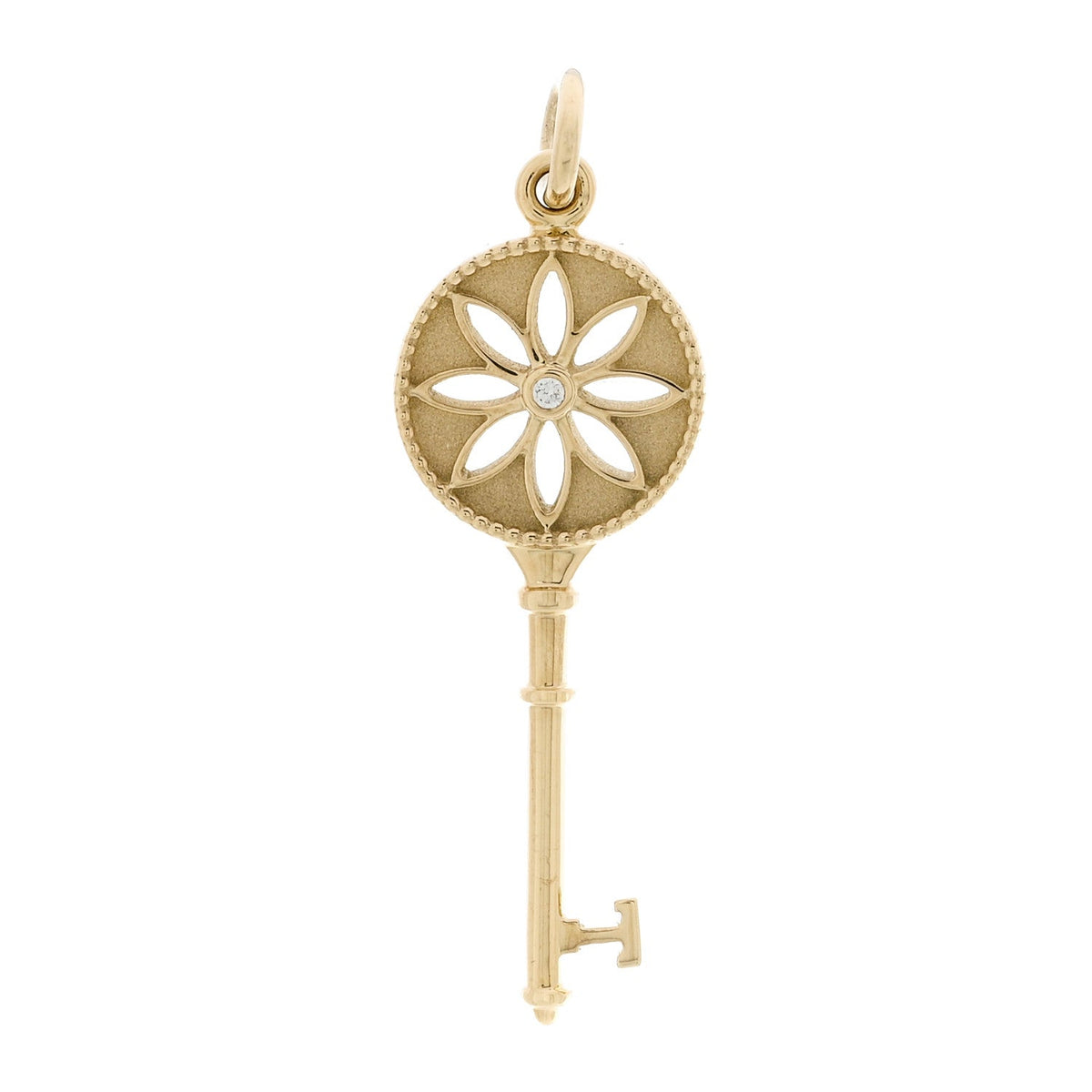 18K Yellow Gold Diamond Daisy Key Pendant