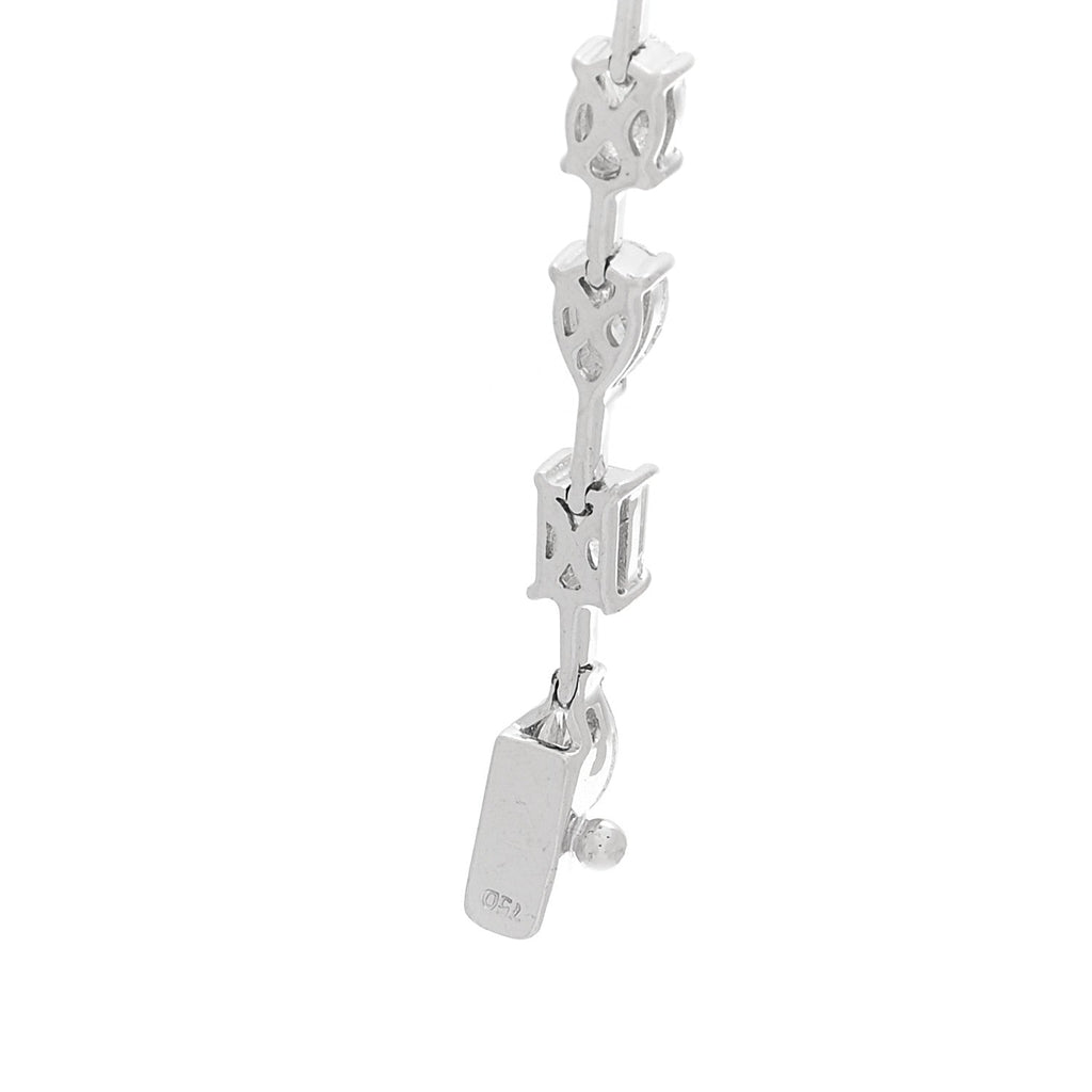 18K White Gold Diamond 11.30ctw Emerald Marquis Oval Pear Princess Cut Necklace
