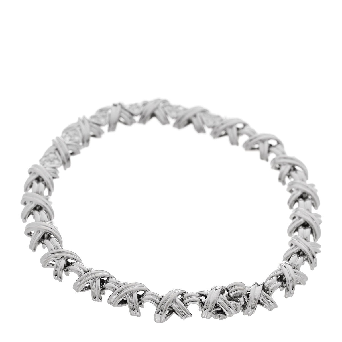 18K White Gold Diamond Signature X Bracelet